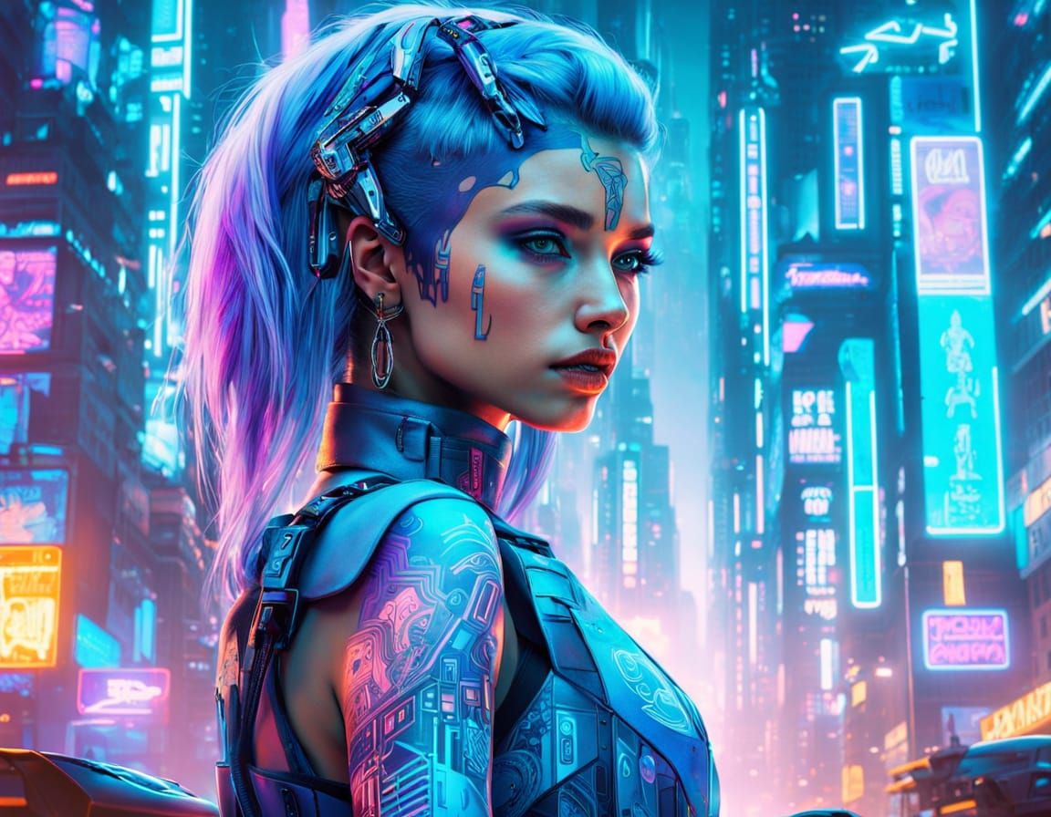 Royal Cyberpunk Rebel in Neon Splendor