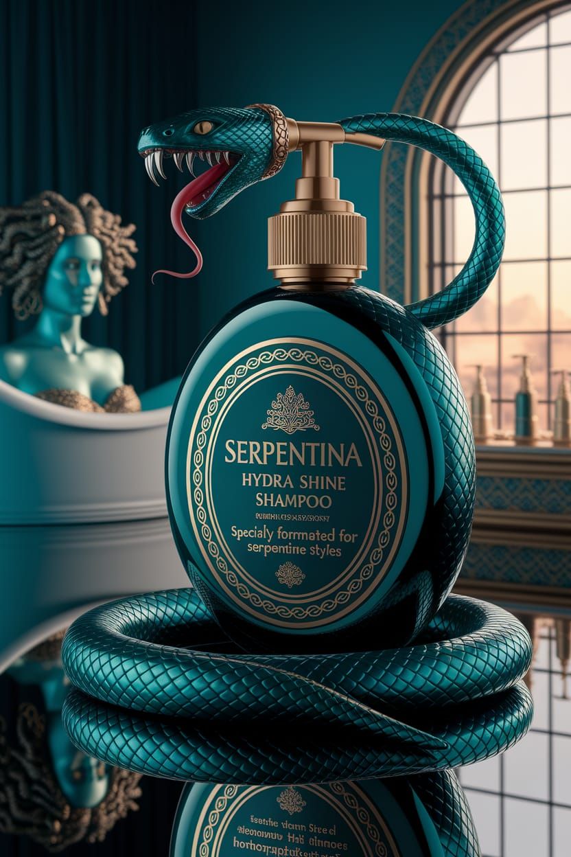 Luxurious Fantasy Shampoo Bottle with Emerald Green Serpent ...