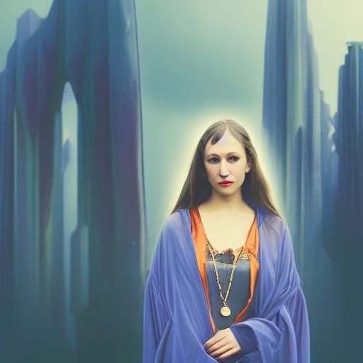 Cyberpunk Druid in Klein Blue Cloak