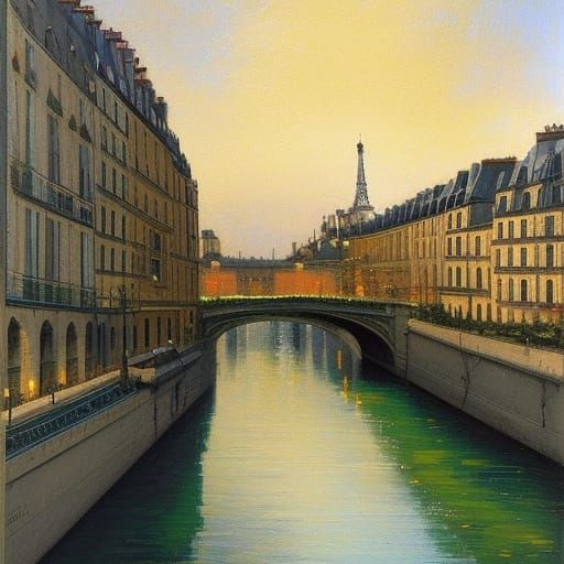 Paris Landscape in Classical Oil Painting Style