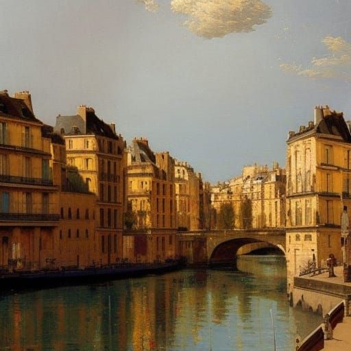 Paris Landscape in Oil Painting Style