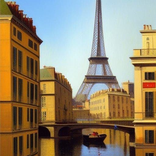 Paris Cityscape in Oil Painting Style