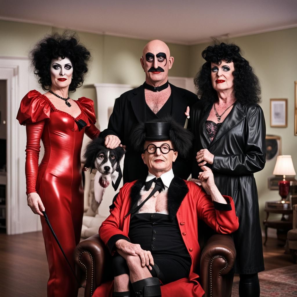Alf Garnett dressed as Dr Frank-N-Furter together with his  ...