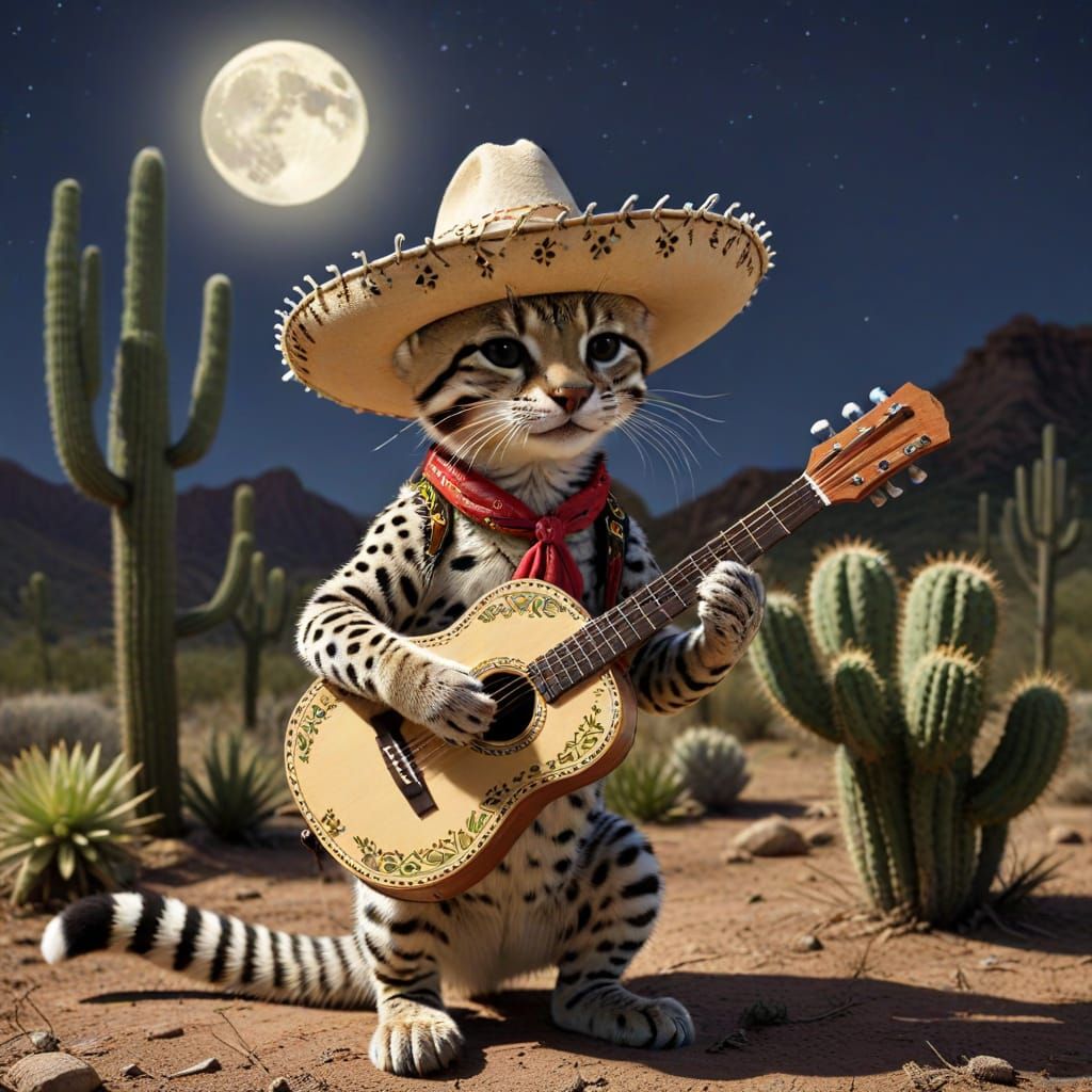 Ocelot's Moonlit Serenade in the Desert