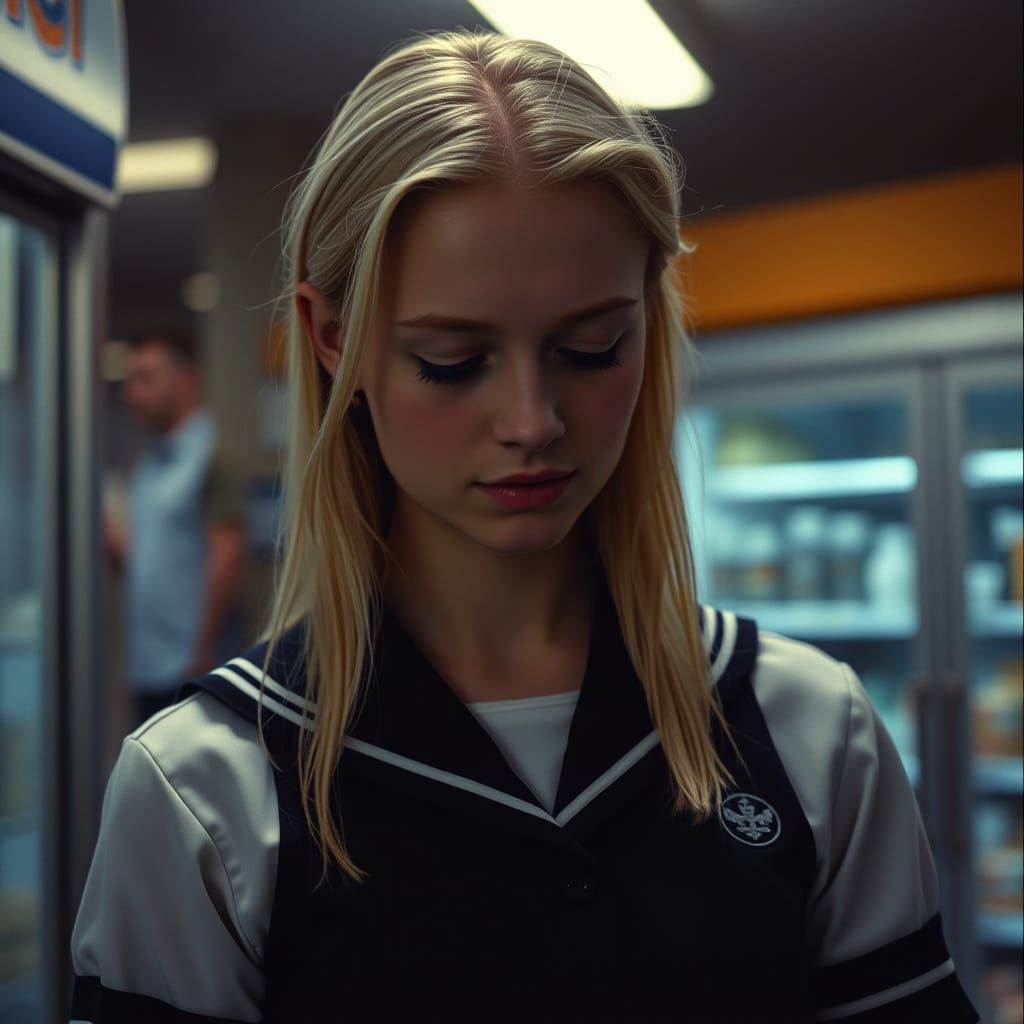 Gritty Private School Girl in Convenience Store