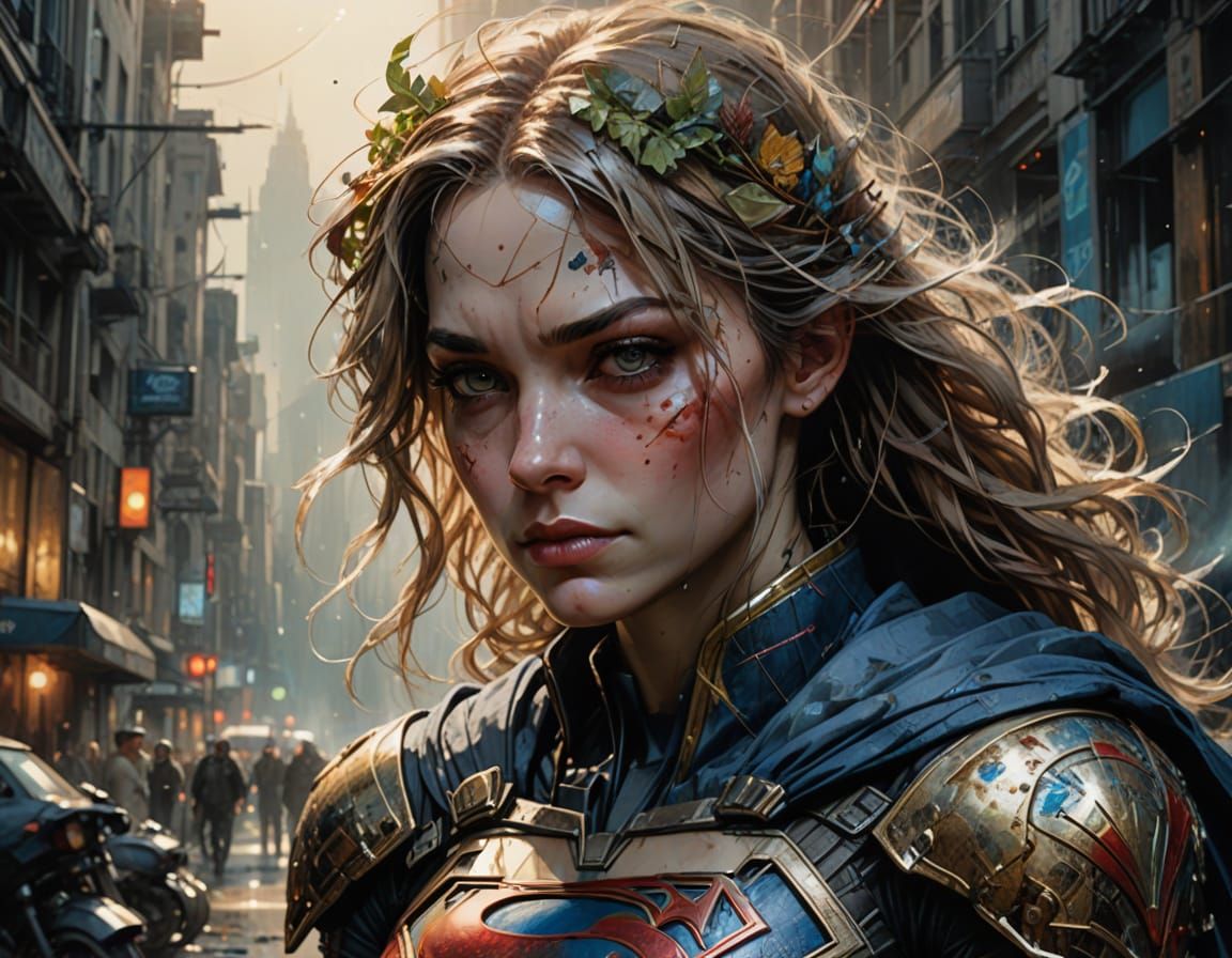 Hyper-Realistic Supergirl Portrait in Golden Hour