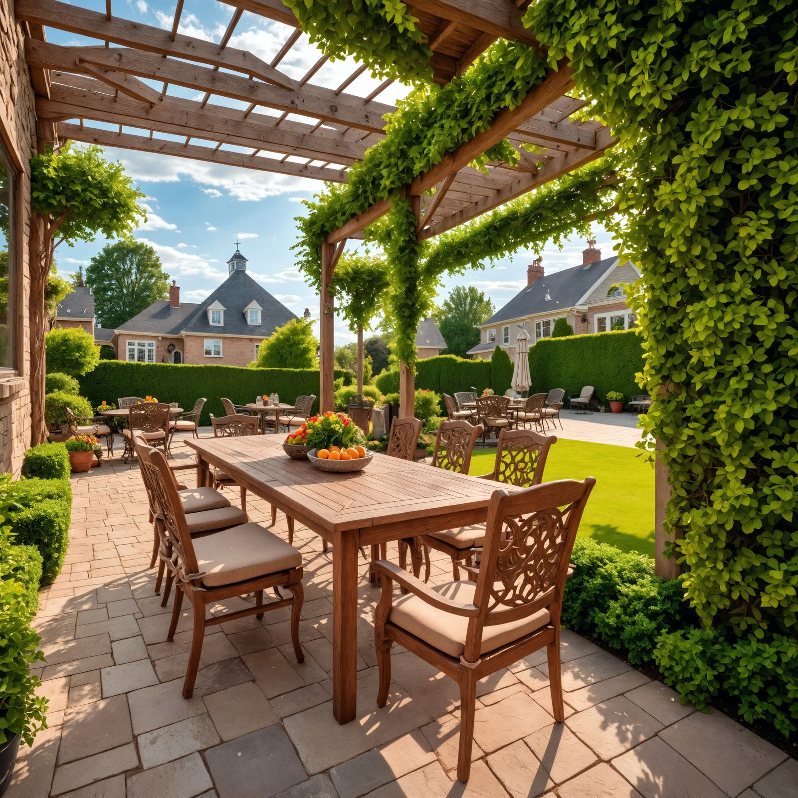 Hyperrealistic Patio Area with Table and Chairs