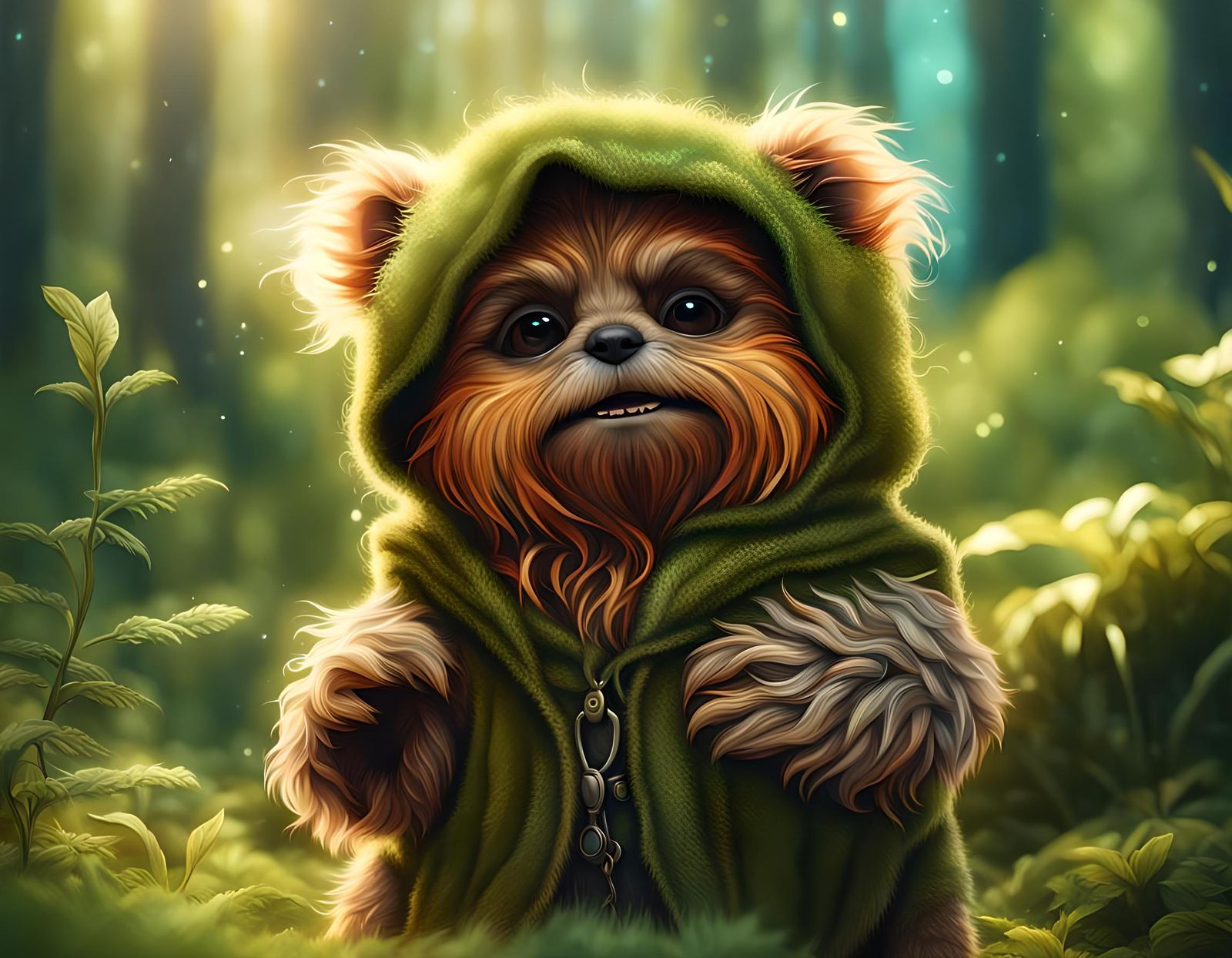 Ewok-Like Creature Portrait in Sunny Landscape