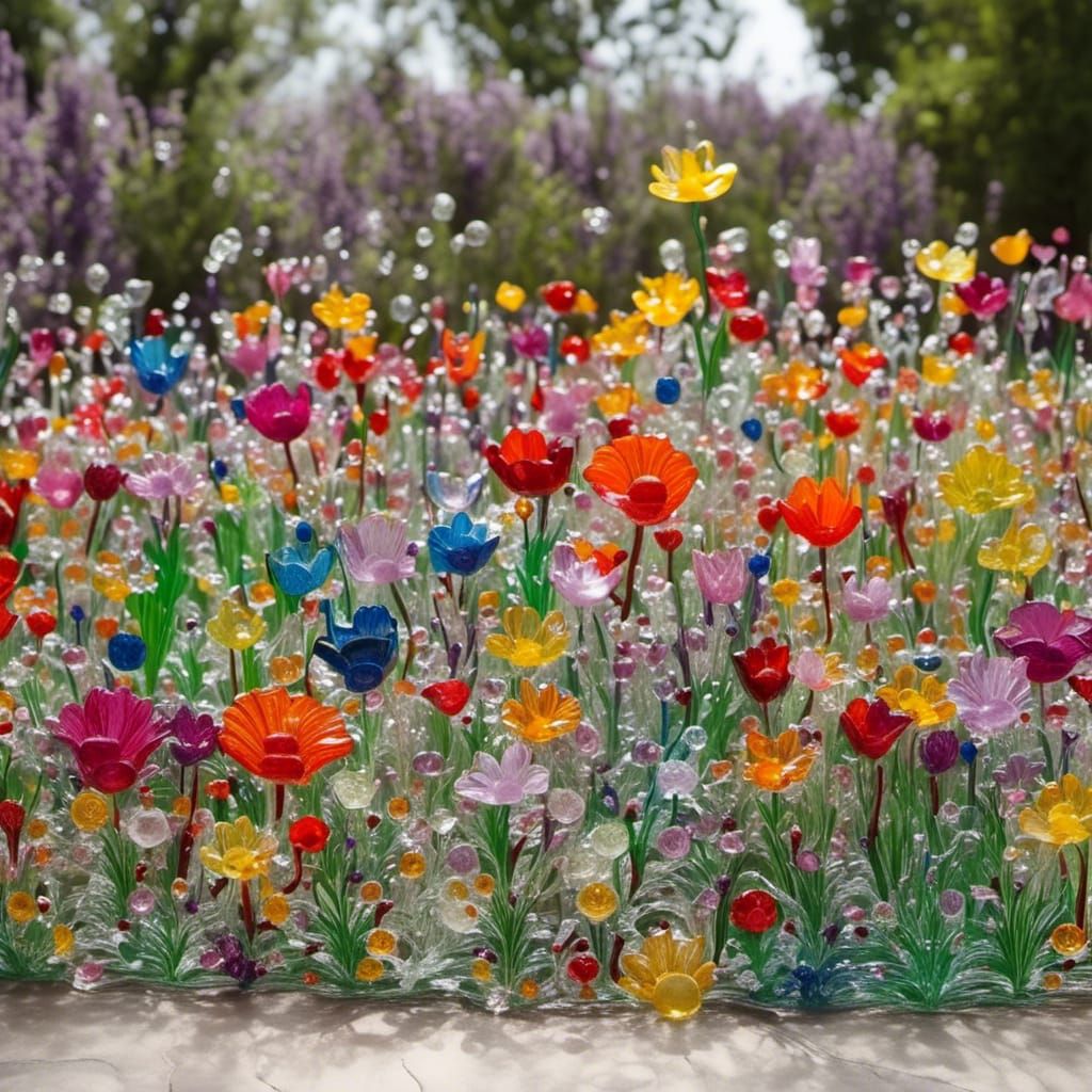 Glass Flower Field: A Multicolored Sculpture