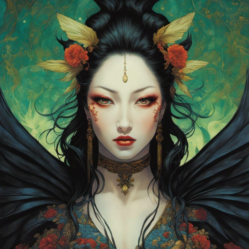 Neo-Gothic Dark Fairy Queen in Rich Colors