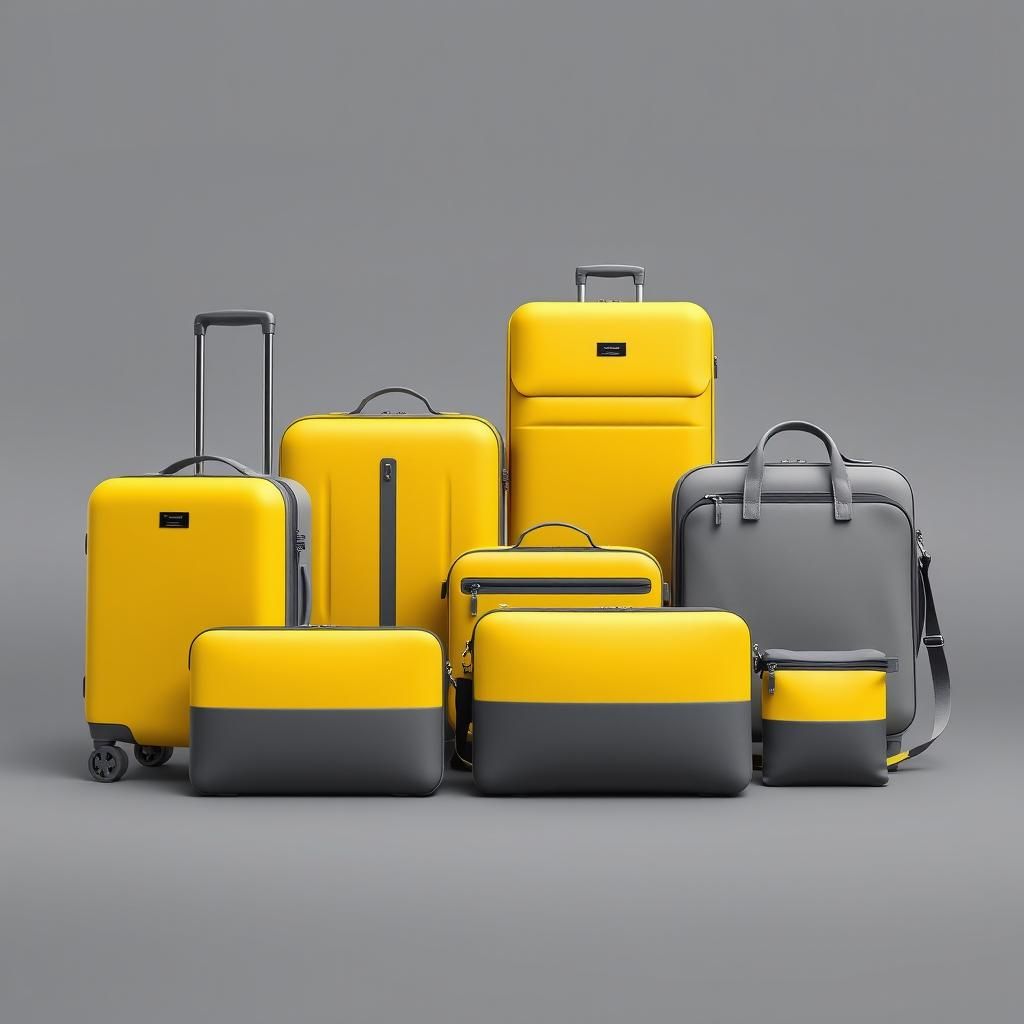 Minimalist Luggage Collection in Detailed Matte Painting Sty...