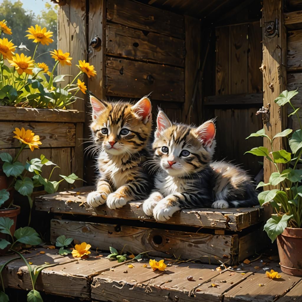 Sleeping Kittens Portrait in Fine Art Style
