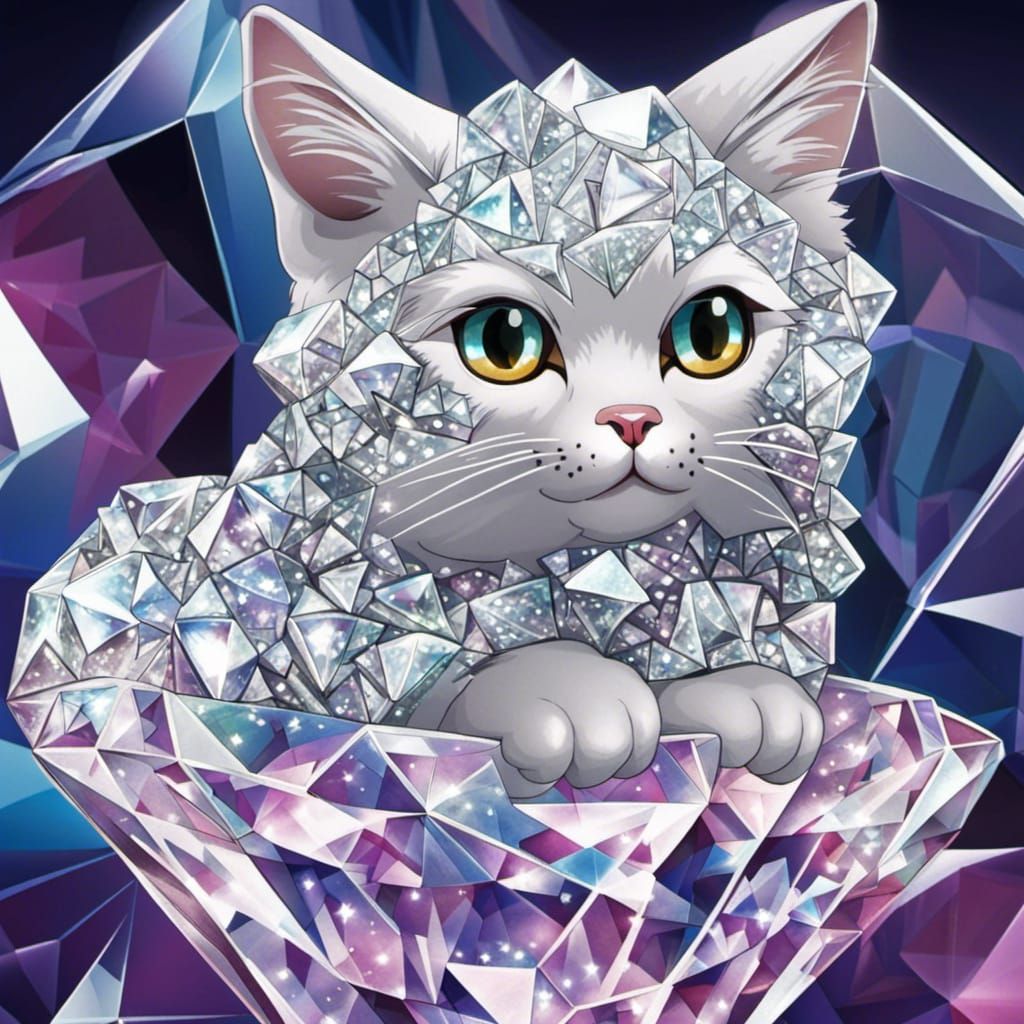 Cat in the crystals