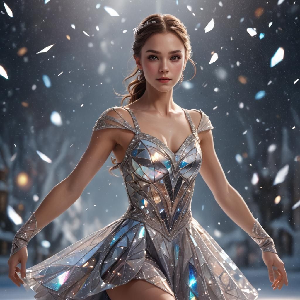 Figure Skater in Holographic Dress: Digital Art