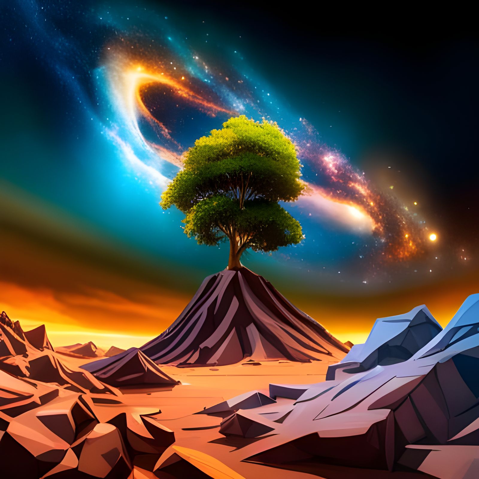Galactic Trees Campfire Under the Stars
