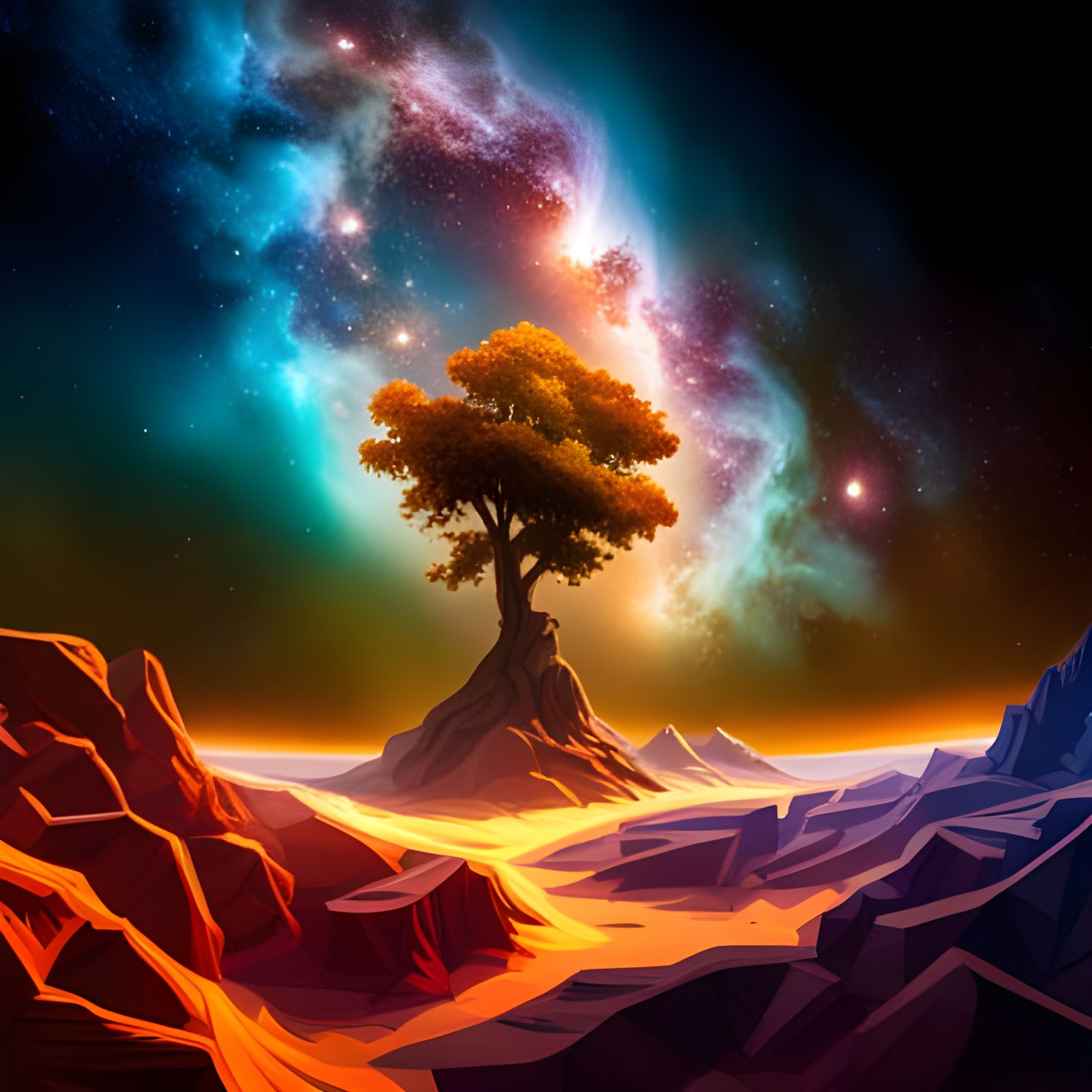 Galactic Trees Campfire Under the Stars: Webb Telescope