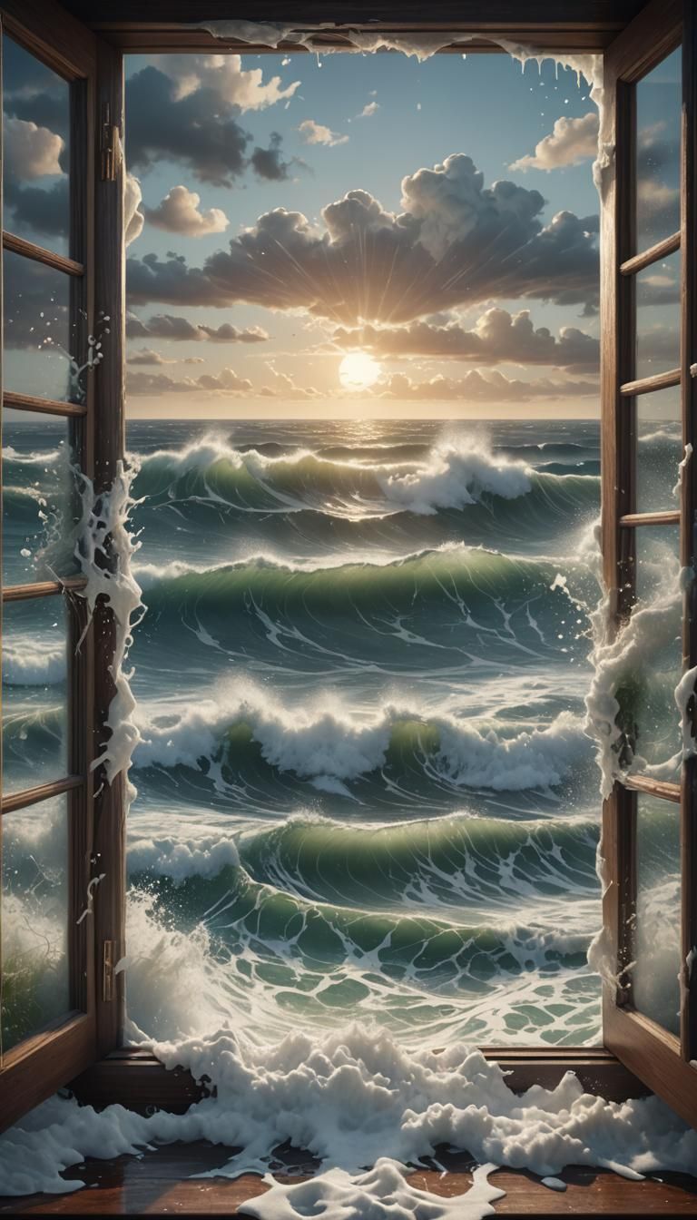 Tranquil Ocean View Through Open Window