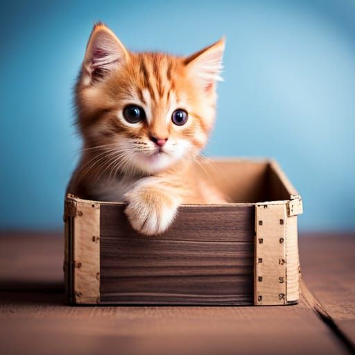Adorable Kitten Peeks Out From Cardboard Box
