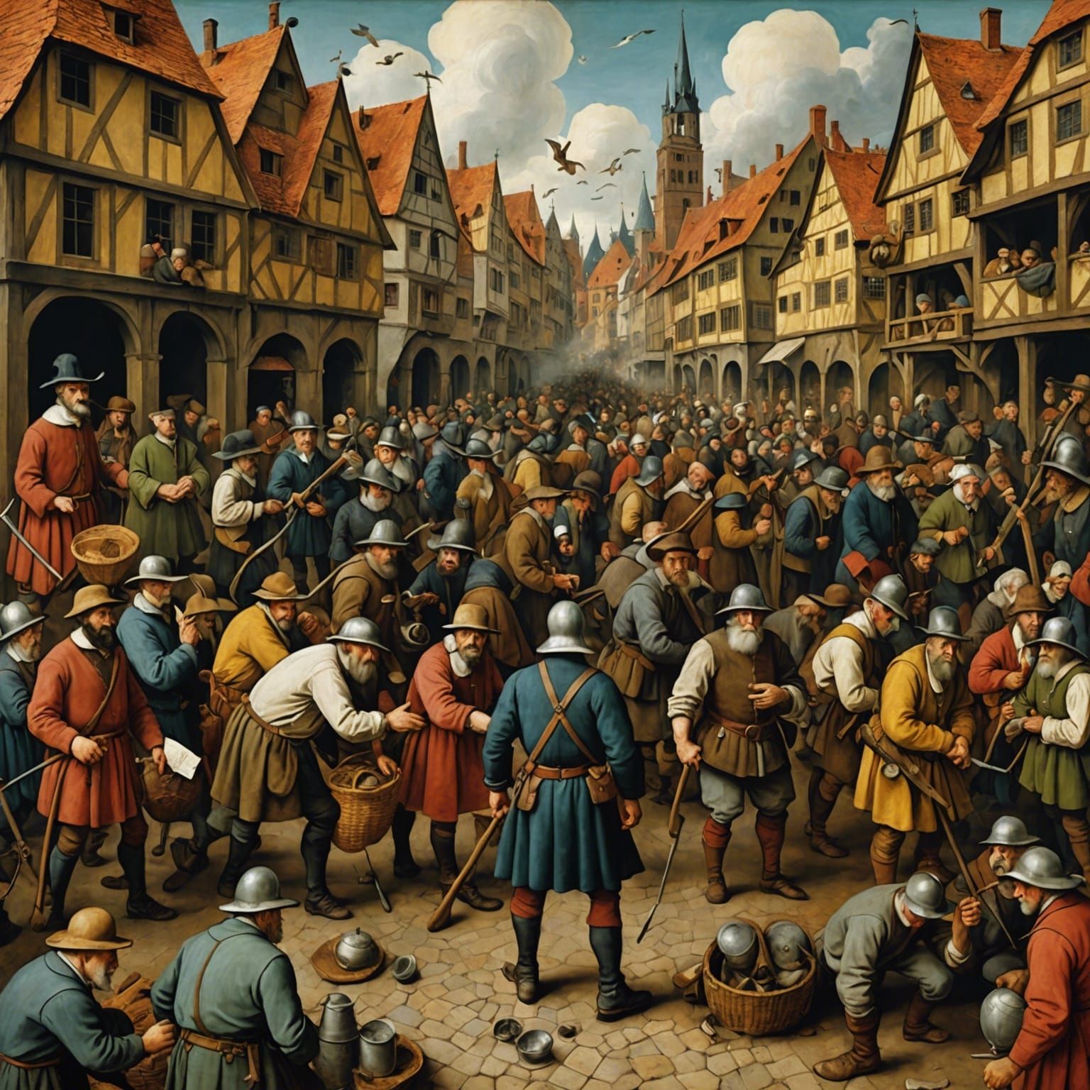 Grotesque Transformation Inspired by Dix and Bruegel