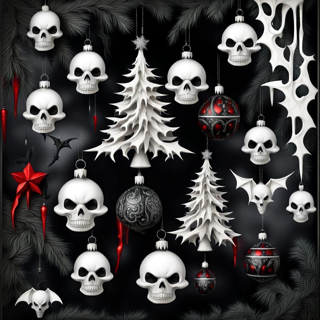 Gothic Christmas Tree with Unconventional Ornaments