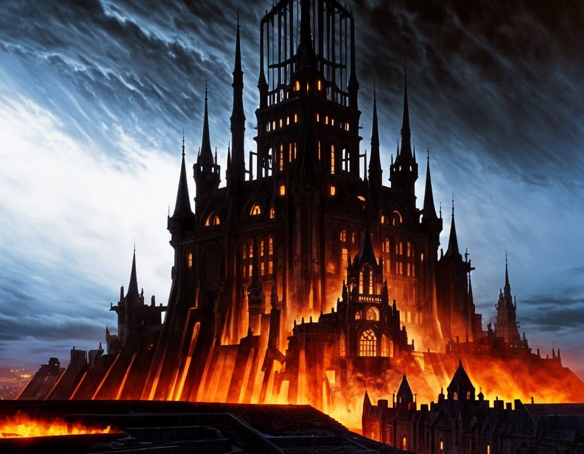 Surreal Dark Citadel in Mysterious Landscape