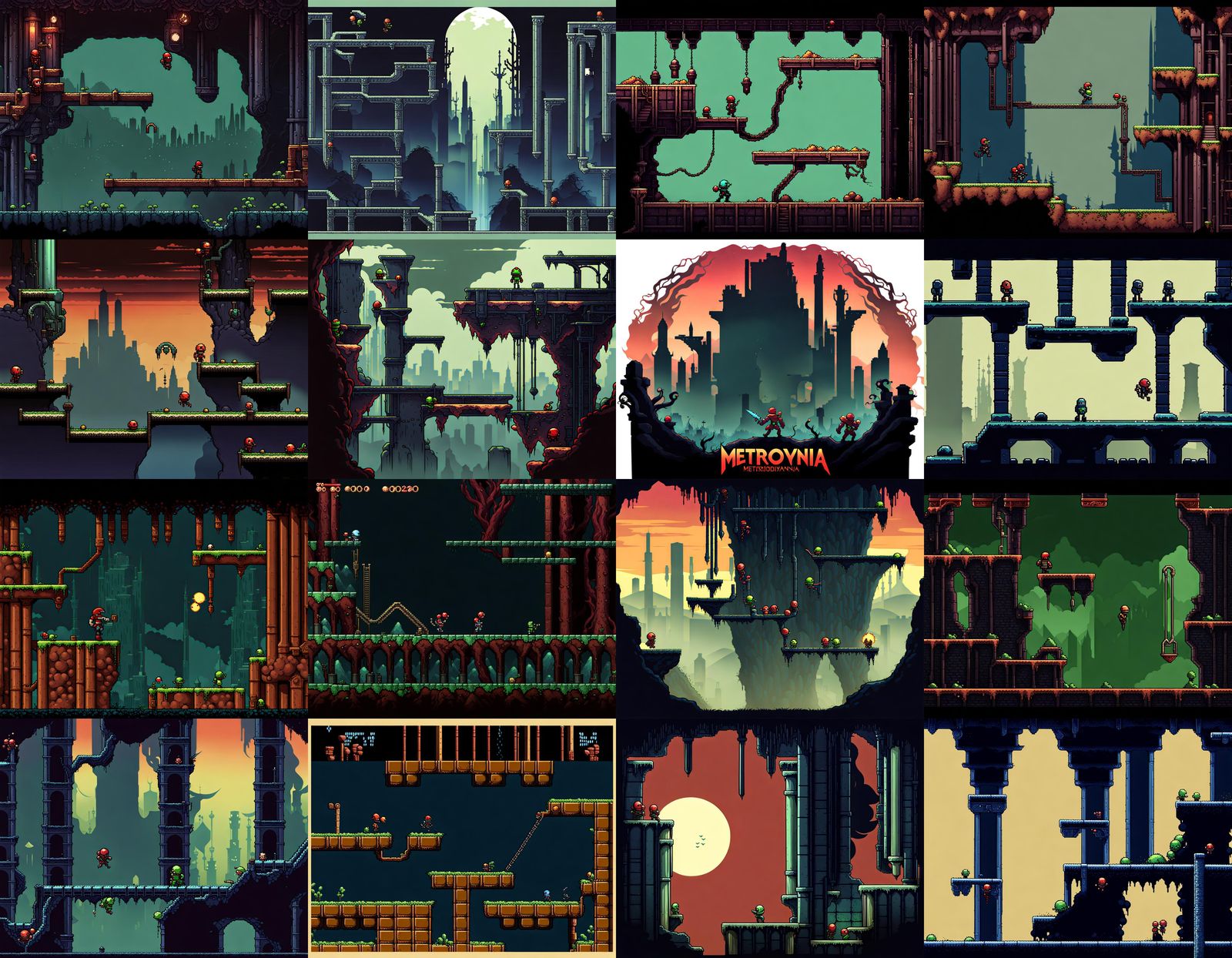 AI Generated Metroidvania Game Art