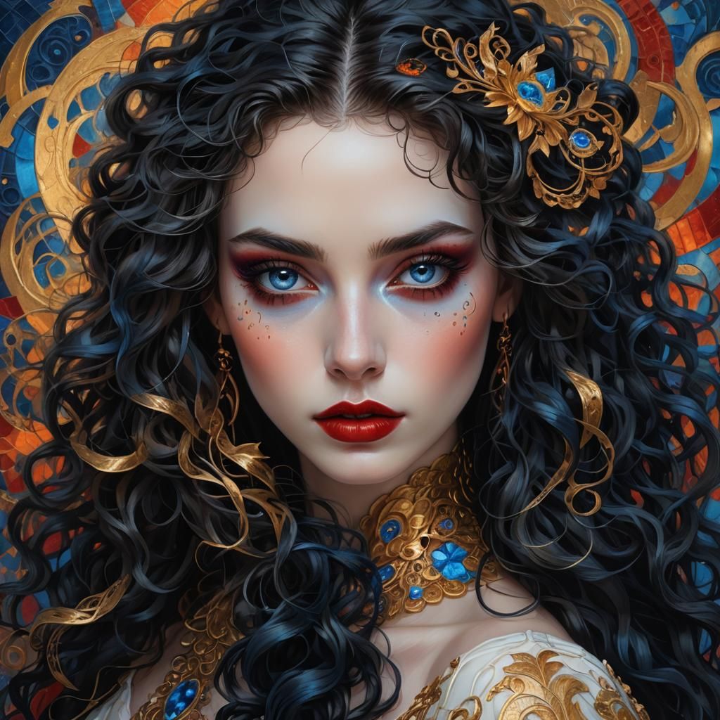 Beautiful Woman Portrait in Detailed Digital Painting