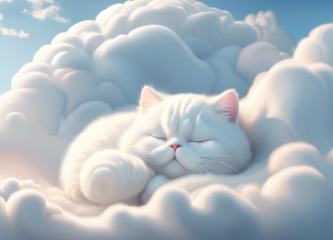 Fluffy Cloud Cat: Fantasy Concept Art