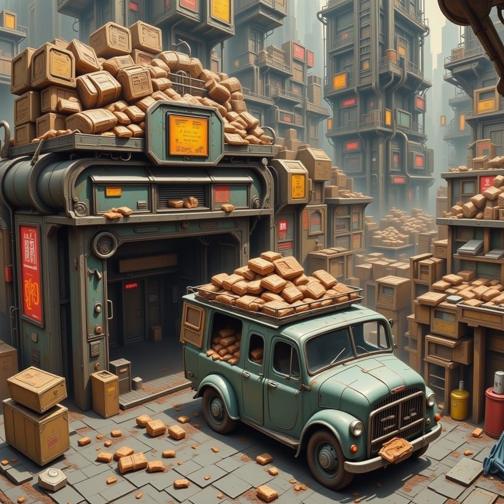 Dystopian Cityscape: Struggle for Survival in a Ruined World