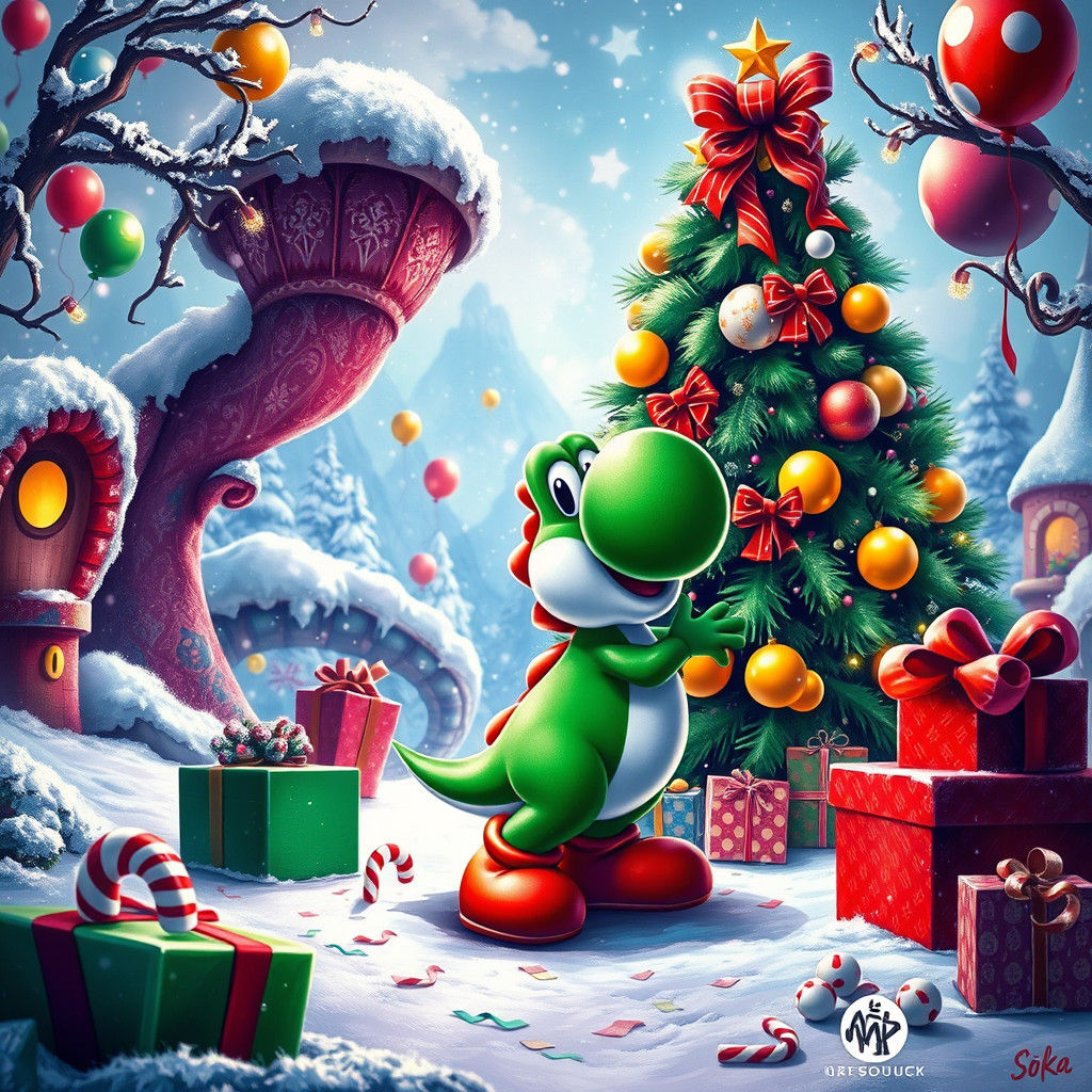 Yoshi's Christmas in Super Mario World: Graffiti Art