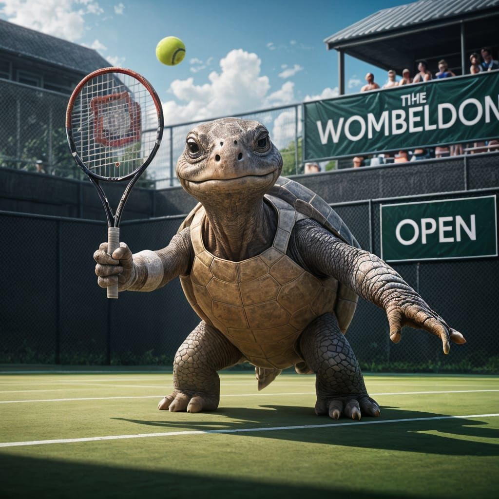 Turtle Tennis Star at the Wombeldon Open