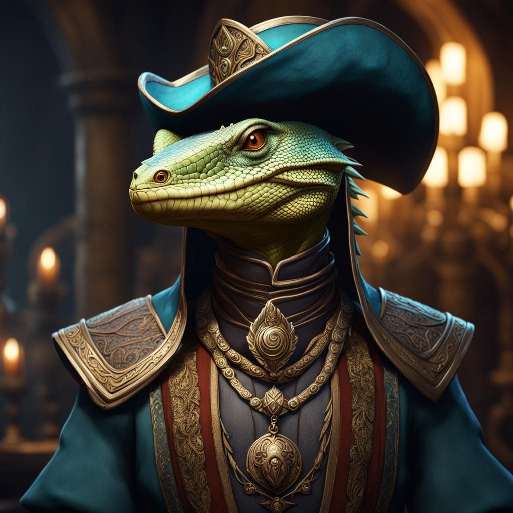 Lizardfolk Non-Binary Merchant Mother: Fantasy Portrait