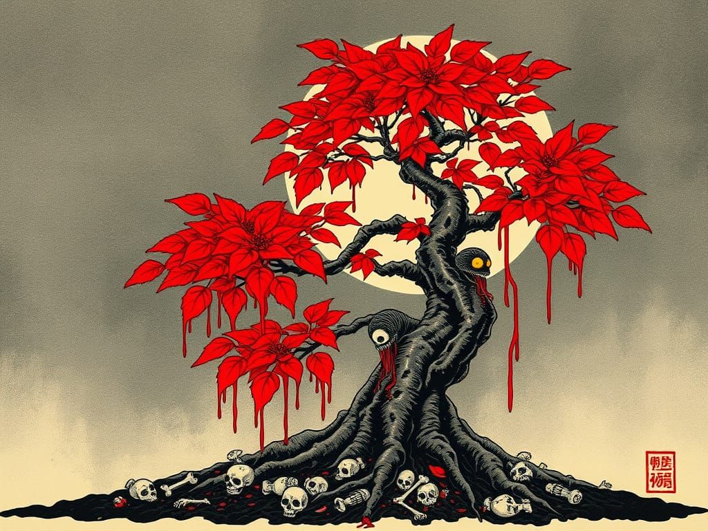 Eerie Yokai Tree Haunts Japanese Battlefield