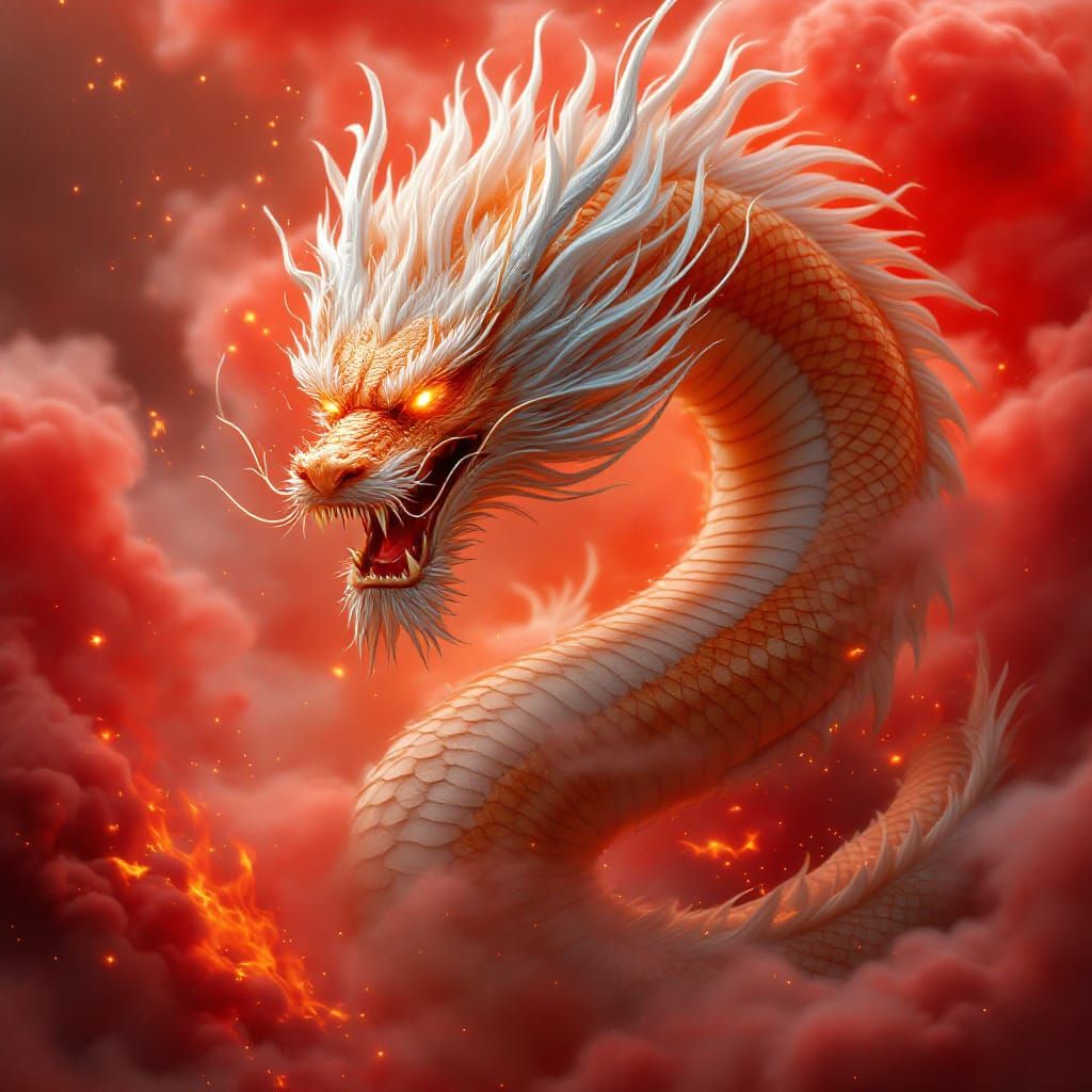 Fierce Eastern Dragon Emerges from Fiery Smoke in Cinematic ...