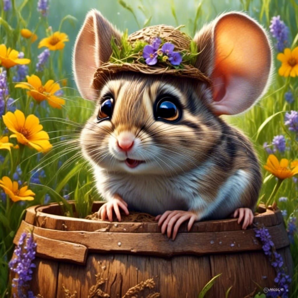 Adorable Mouse with Hazel Eyes in Anime Style