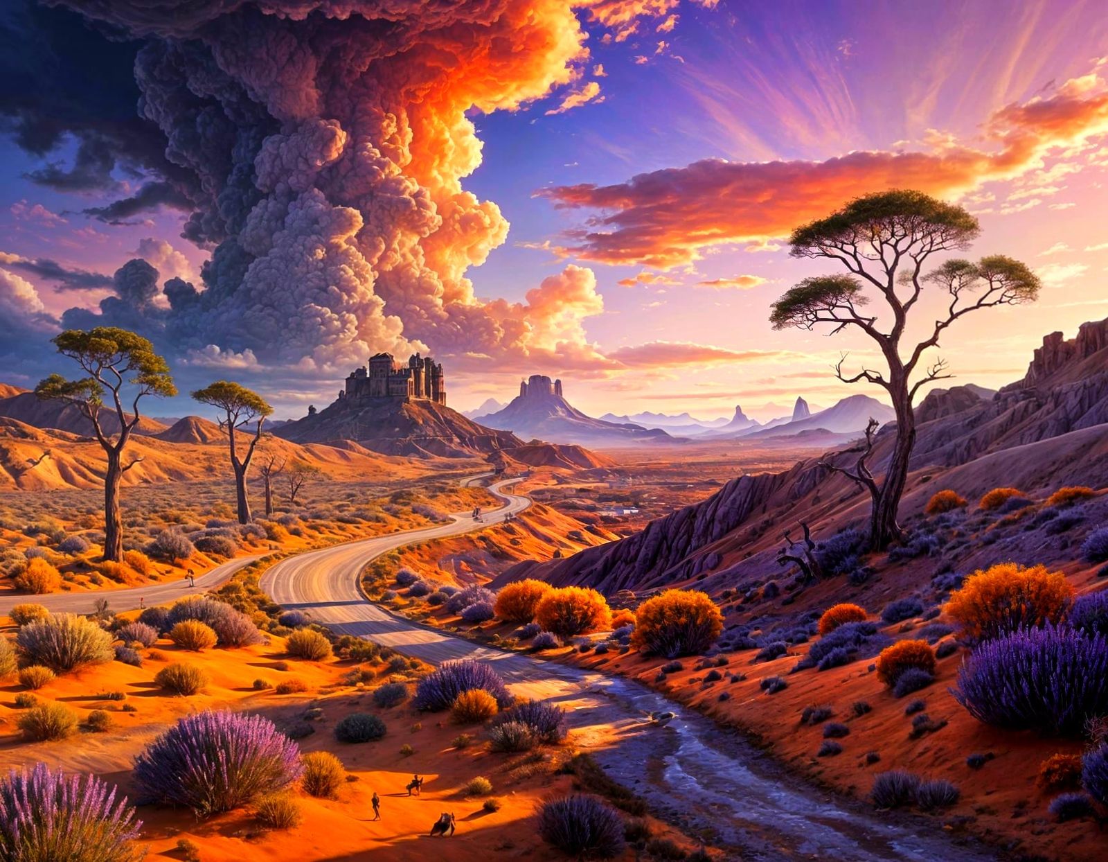 Surreal Landscape with Dreamy Streets