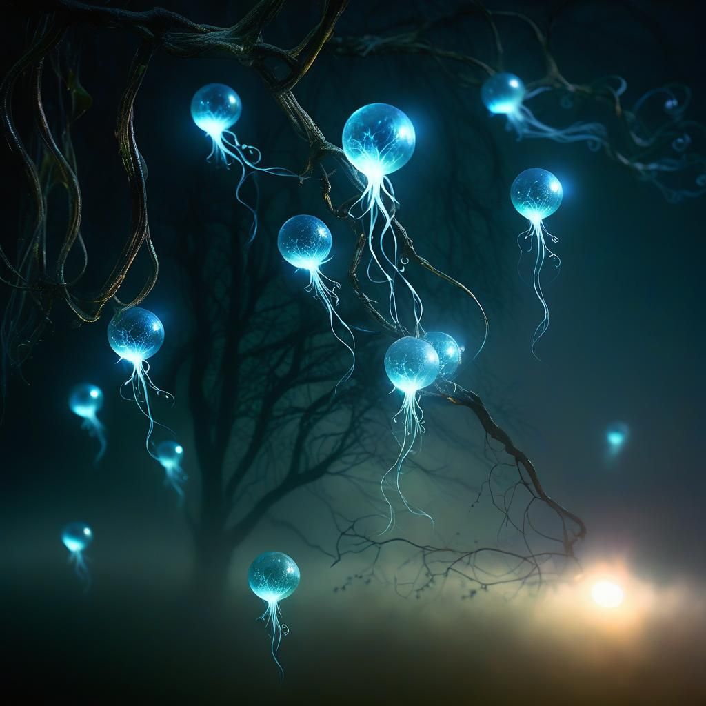 Ethereal Glowing Entity in a Surreal Atmosphere