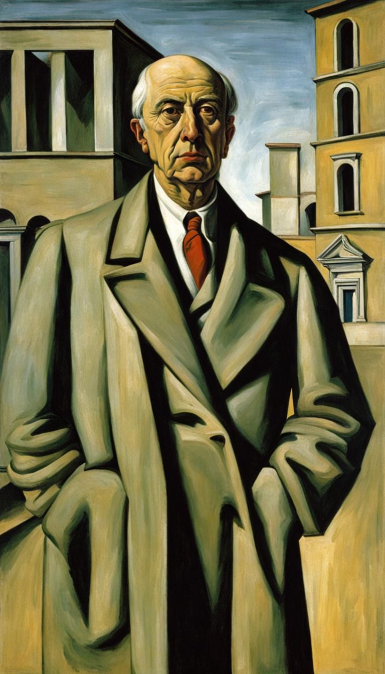 Metaphysical Portrait in de Chirico Style