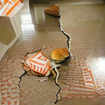 Spilled WhataBurger Burger in Photorealistic Style