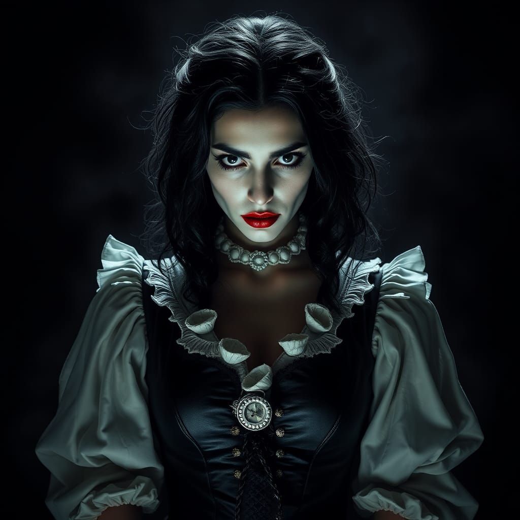 Dark Snow White in a Nightmarish Biomechanical Style
