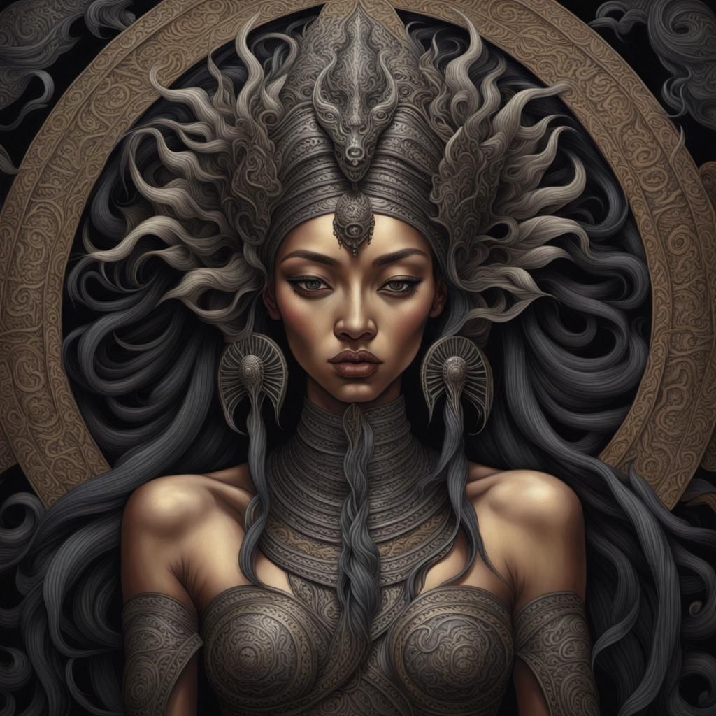 Asian Goddess of Nightmares: Hyperrealistic Surrealism