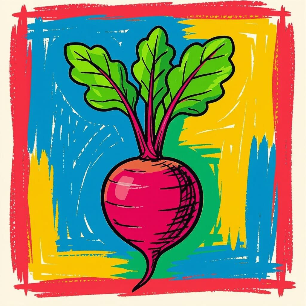 Childlike Drawing of a Vibrant Beetroot Online