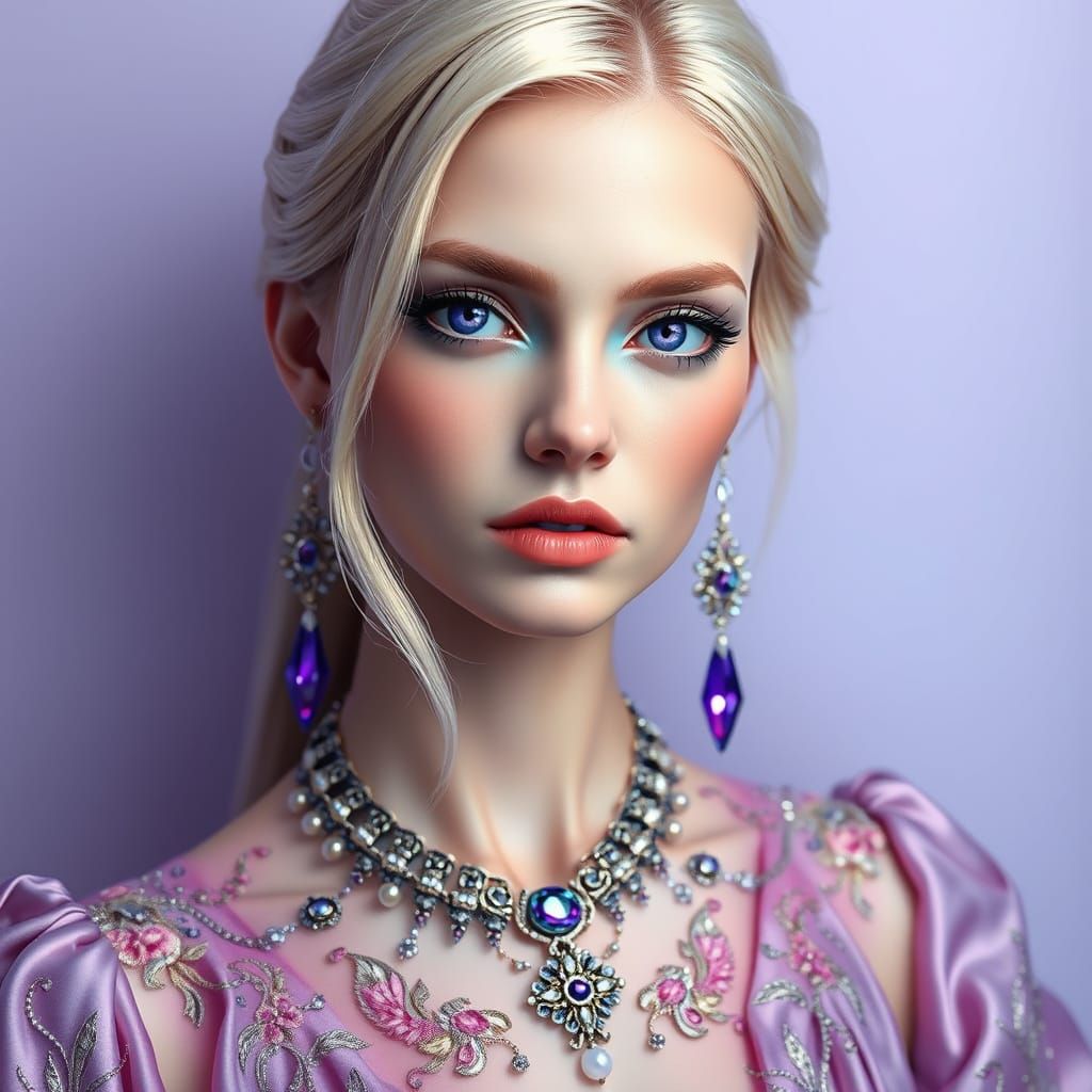 Hyperrealistic Portrait of a Captivating Blonde Woman in Fut...