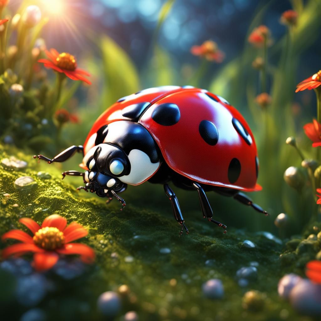 Detailed Ladybug Close-Up: Fantastical Art in 8K