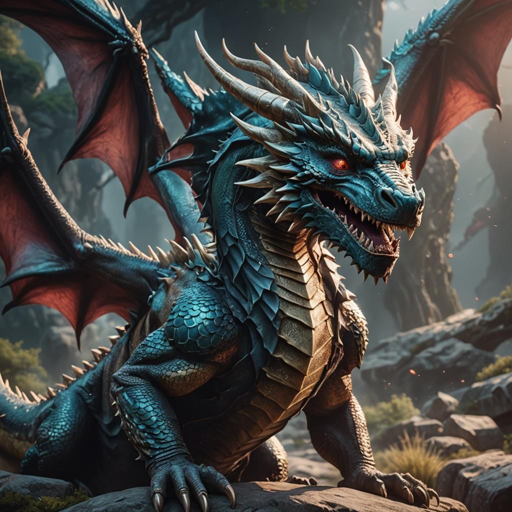 Cinematic Dragon in Detailed 3D Shading