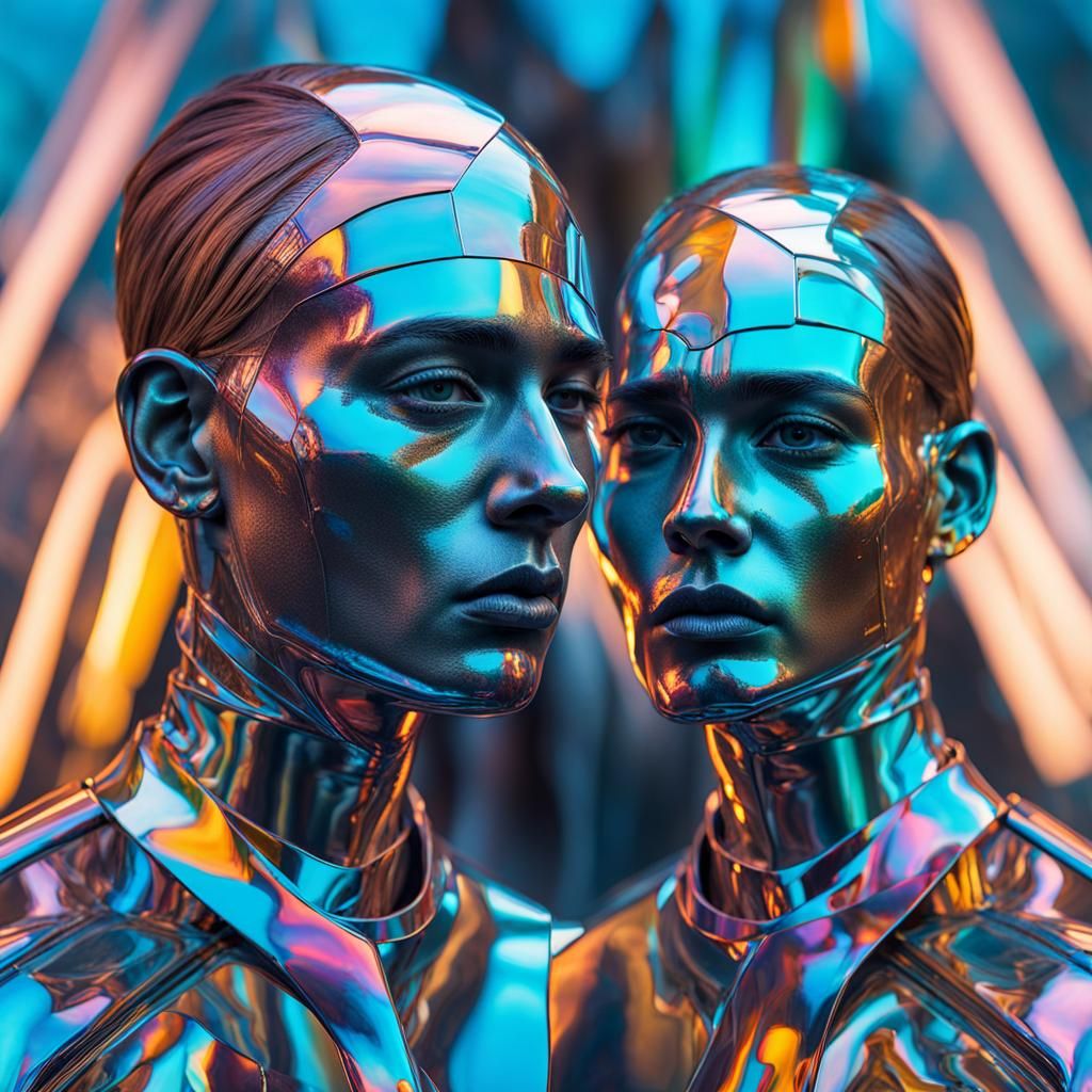 Chrome Futurism: Mirrored Sculptural Fashion in Hyperreal De...