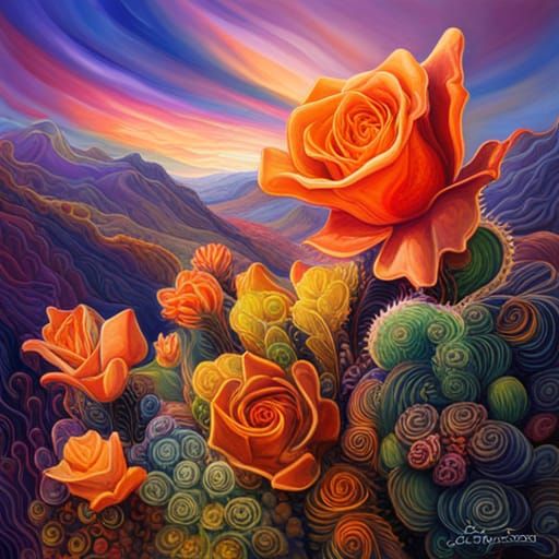 Desert Rose: Art Nouveau Sunset in New Mexico