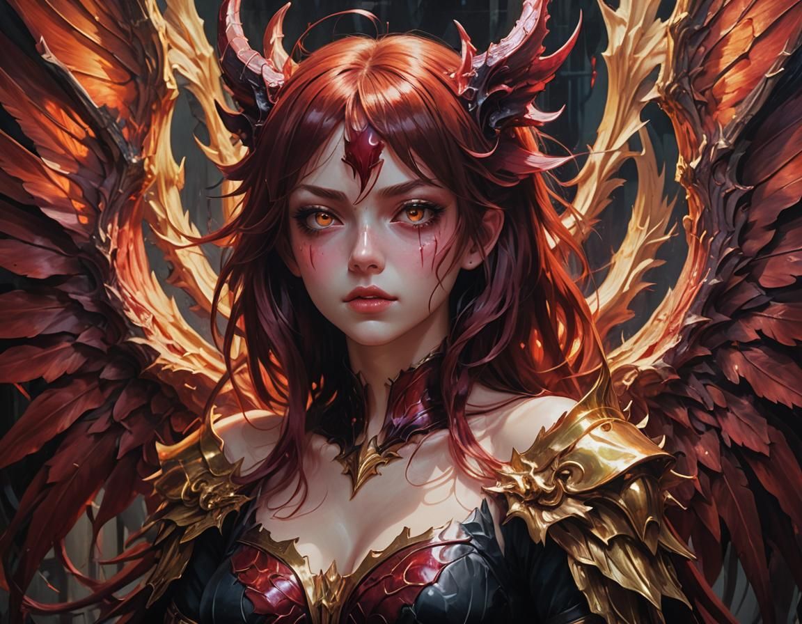 Rias Gremory Portrait in Oil Painting Style