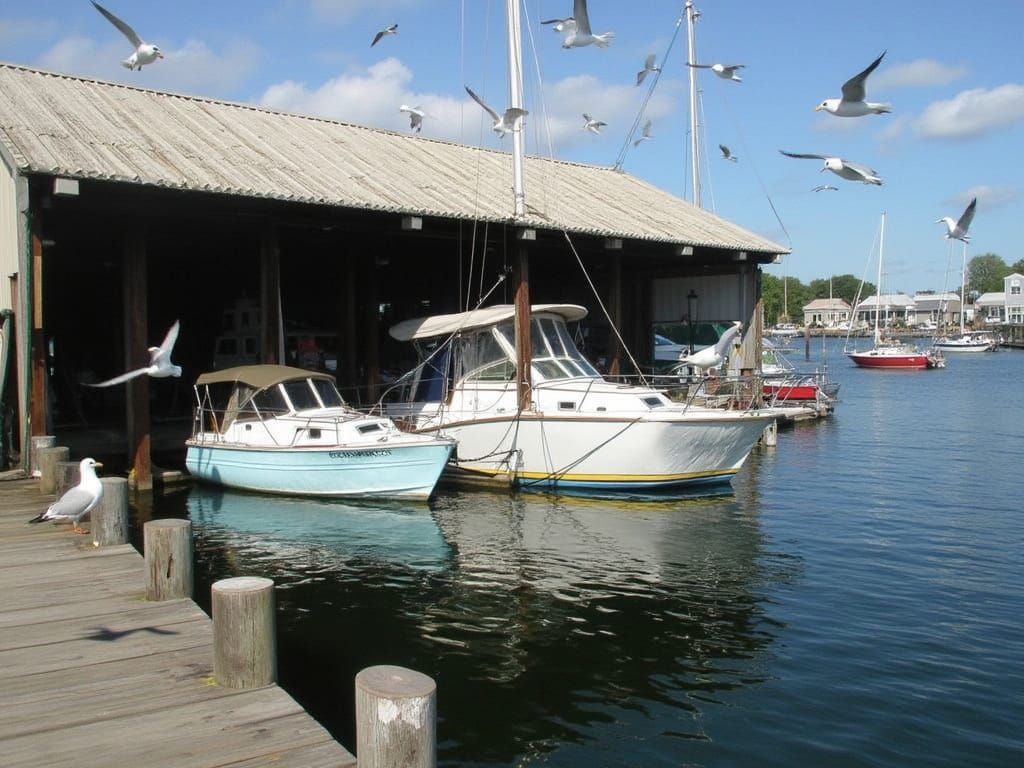 Serenely Docked Sailboats in a Solomons Marina