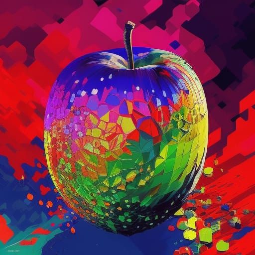 Awesome Apple Portrait in Glitch Vector Art Style